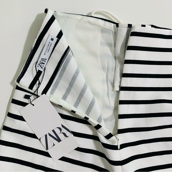 Zara Navy Blue and White Striped Skort High Waisted Lace Up Front Small NWT - Picture 13 of 16